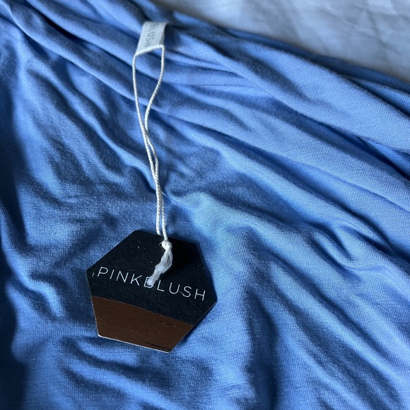 Light Blue One Shoulder Ruched Maternity Midi Dress - pink blush - Picture 5 of 5